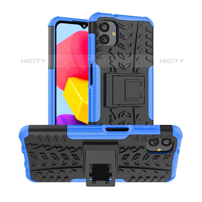 Funda Bumper Silicona y Plastico Mate Carcasa con Soporte JX1 para Samsung Galaxy M13 5G Azul