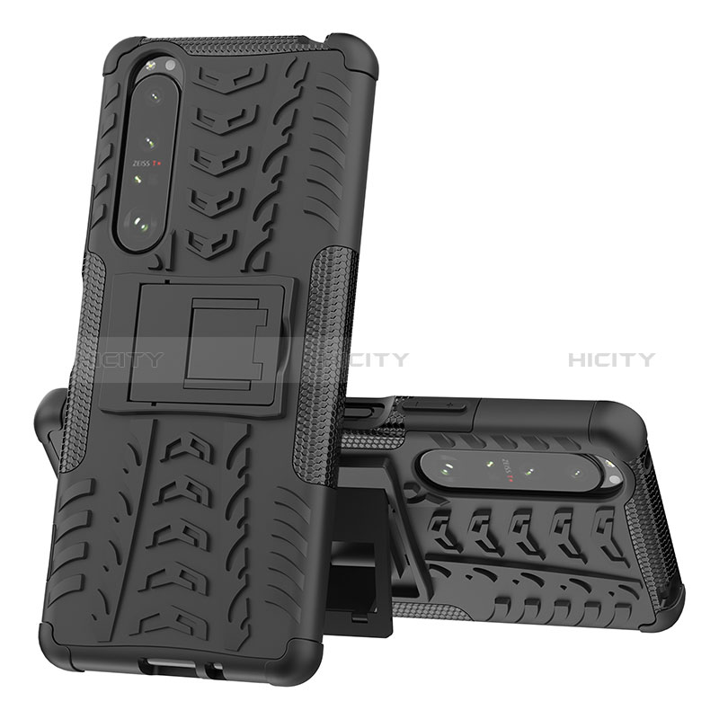 Funda Bumper Silicona y Plastico Mate Carcasa con Soporte JX1 para Sony Xperia 1 III