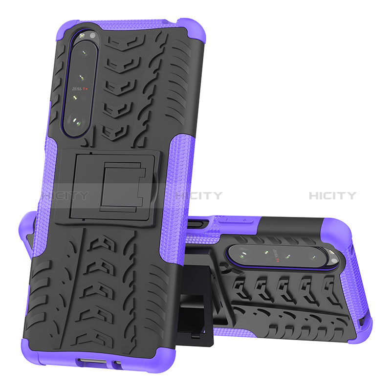 Funda Bumper Silicona y Plastico Mate Carcasa con Soporte JX1 para Sony Xperia 1 III