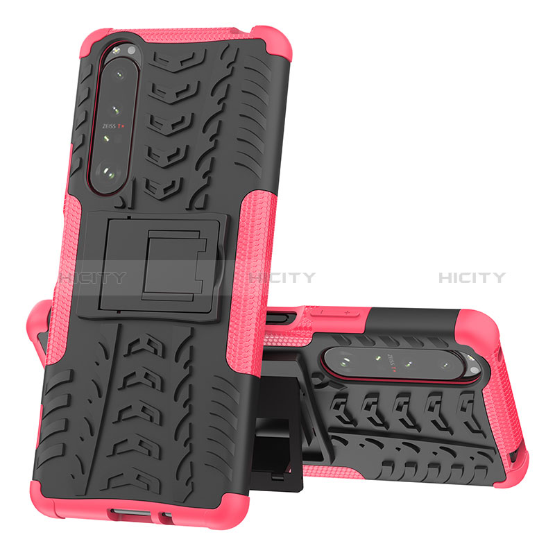 Funda Bumper Silicona y Plastico Mate Carcasa con Soporte JX1 para Sony Xperia 1 III