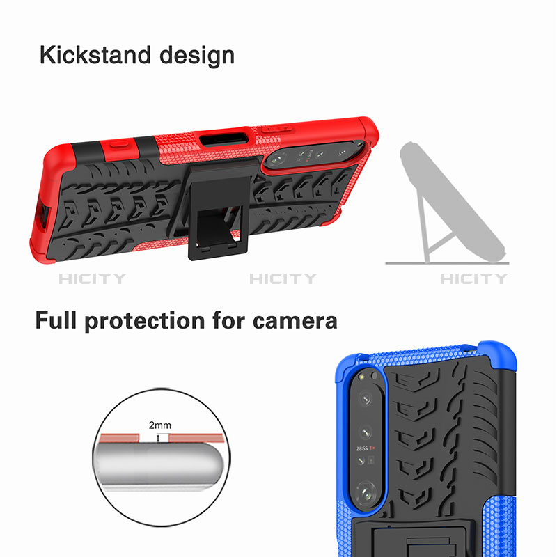 Funda Bumper Silicona y Plastico Mate Carcasa con Soporte JX1 para Sony Xperia 1 IV