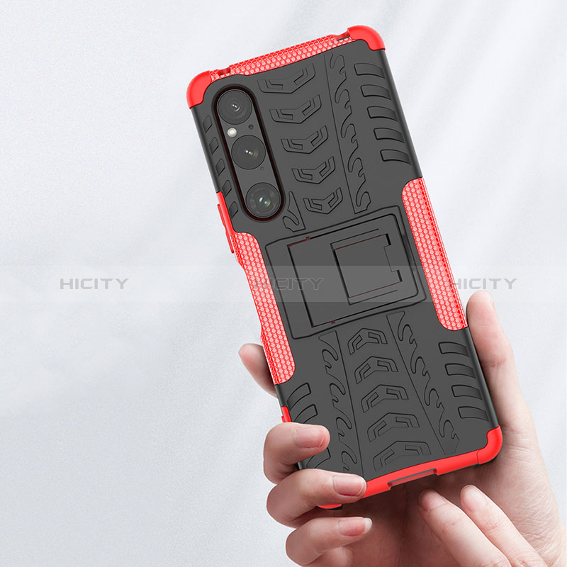 Funda Bumper Silicona y Plastico Mate Carcasa con Soporte JX1 para Sony Xperia 1 V