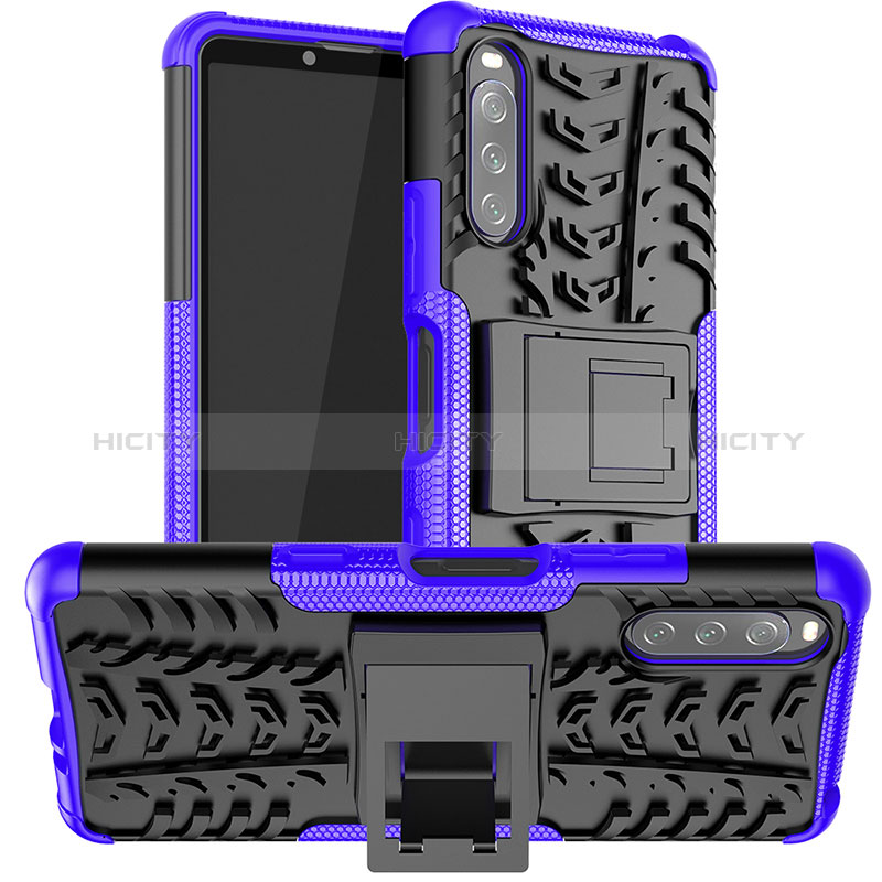 Funda Bumper Silicona y Plastico Mate Carcasa con Soporte JX1 para Sony Xperia 10 III