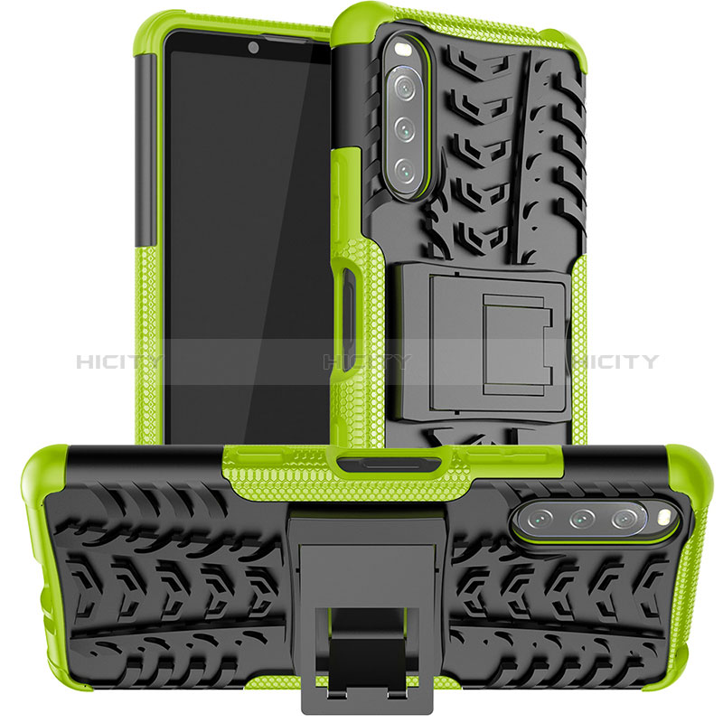 Funda Bumper Silicona y Plastico Mate Carcasa con Soporte JX1 para Sony Xperia 10 III