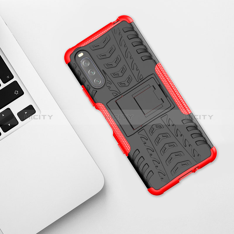 Funda Bumper Silicona y Plastico Mate Carcasa con Soporte JX1 para Sony Xperia 10 III Lite