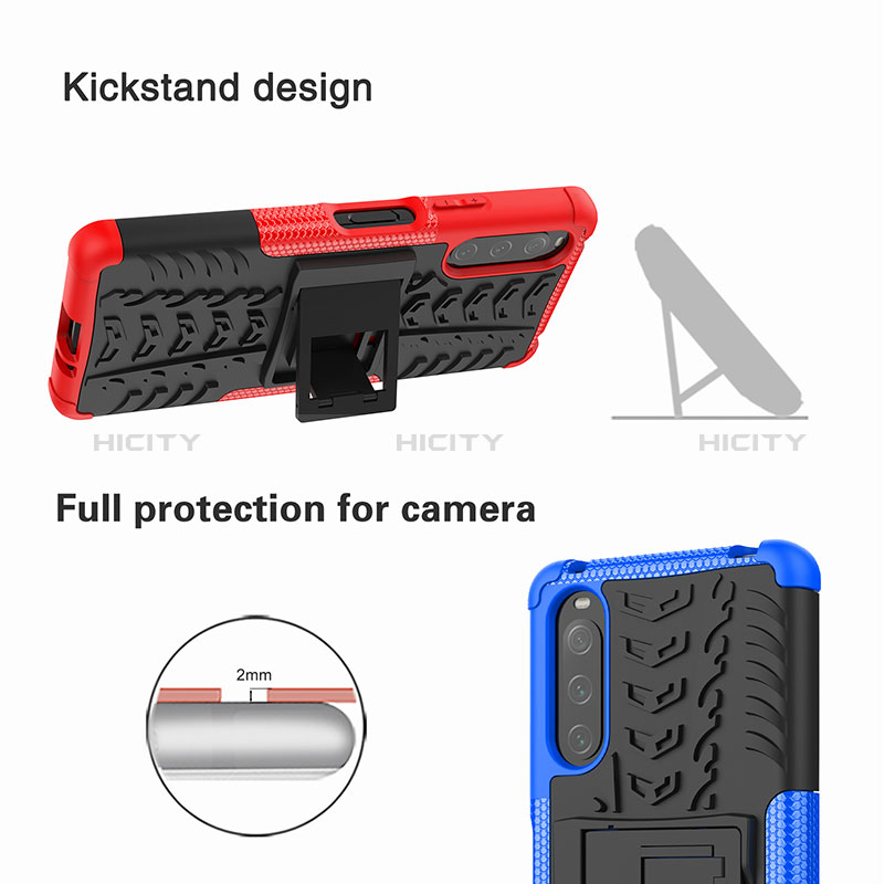 Funda Bumper Silicona y Plastico Mate Carcasa con Soporte JX1 para Sony Xperia 10 IV