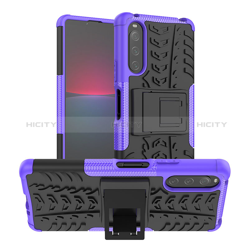 Funda Bumper Silicona y Plastico Mate Carcasa con Soporte JX1 para Sony Xperia 10 IV