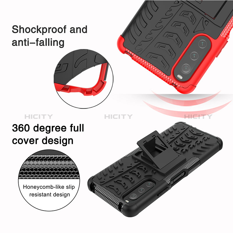 Funda Bumper Silicona y Plastico Mate Carcasa con Soporte JX1 para Sony Xperia 10 V