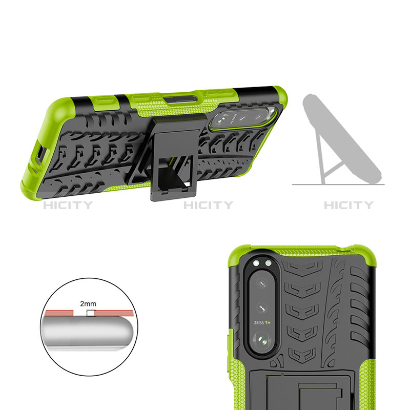 Funda Bumper Silicona y Plastico Mate Carcasa con Soporte JX1 para Sony Xperia 5 III