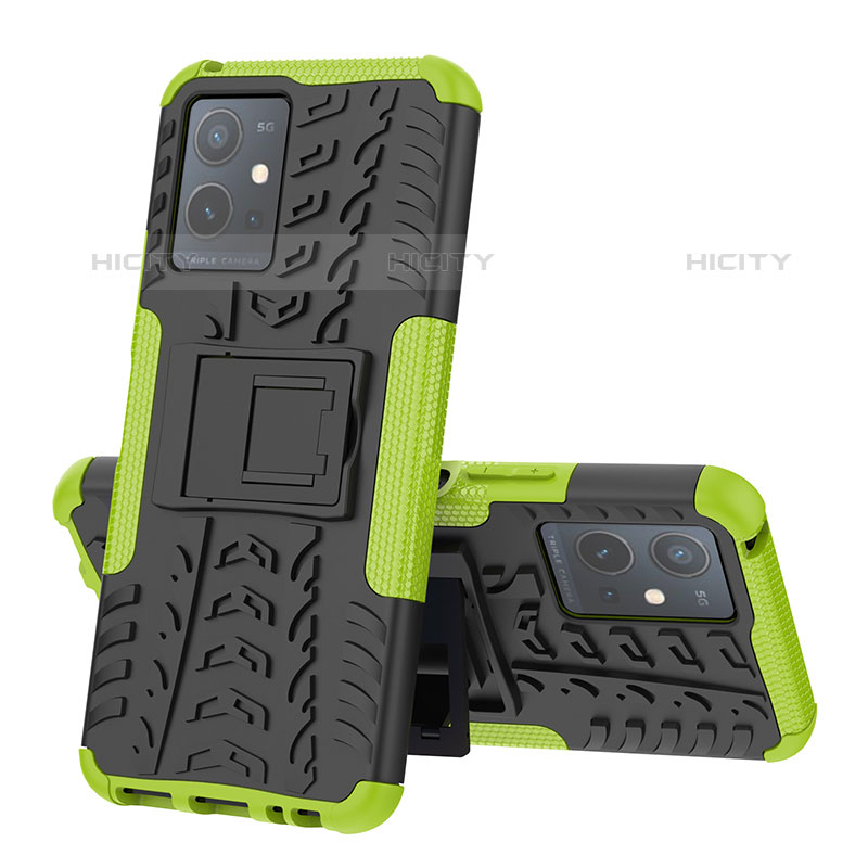 Funda Bumper Silicona y Plastico Mate Carcasa con Soporte JX1 para Vivo iQOO Z6 5G Verde