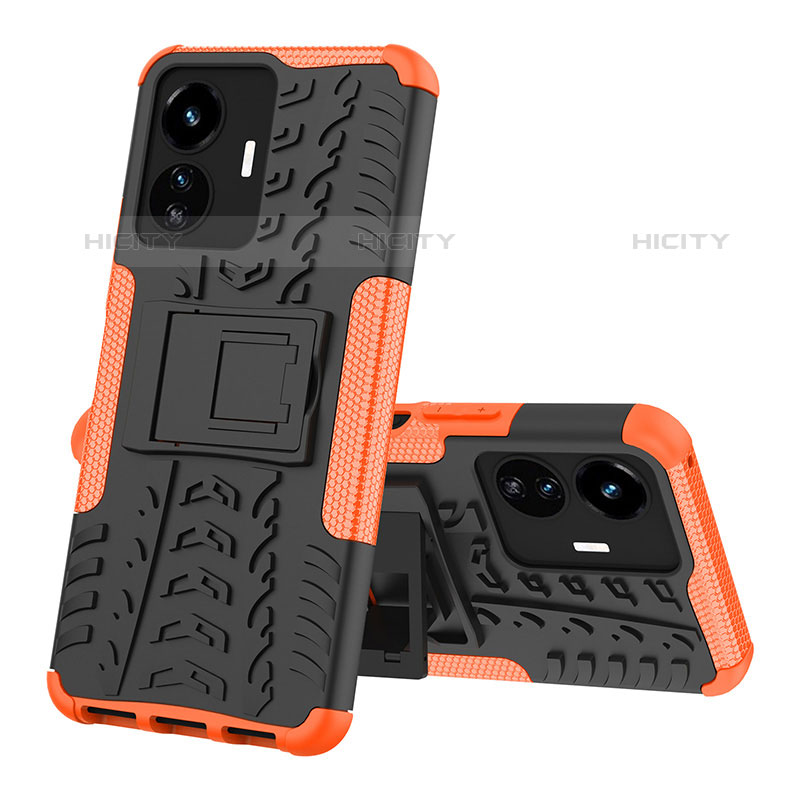 Funda Bumper Silicona y Plastico Mate Carcasa con Soporte JX1 para Vivo iQOO Z6 Lite 5G