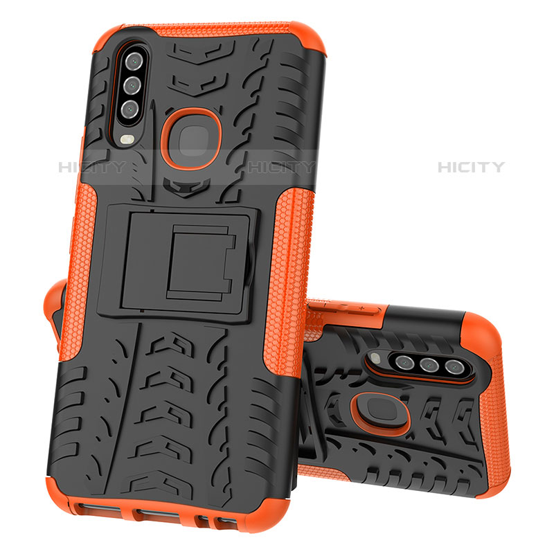 Funda Bumper Silicona y Plastico Mate Carcasa con Soporte JX1 para Vivo Y11 Naranja