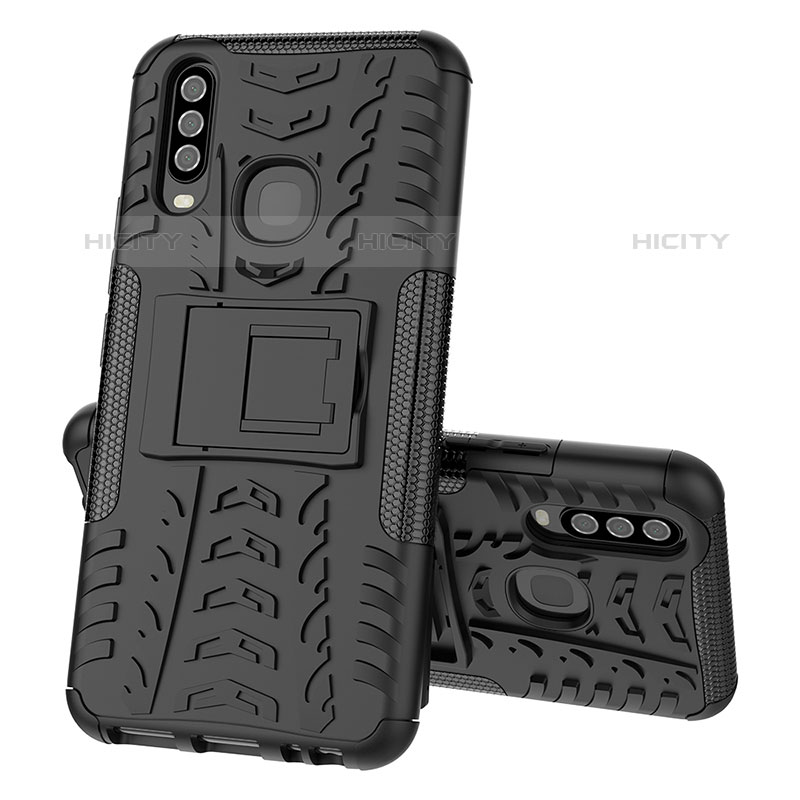 Funda Bumper Silicona y Plastico Mate Carcasa con Soporte JX1 para Vivo Y11 Negro