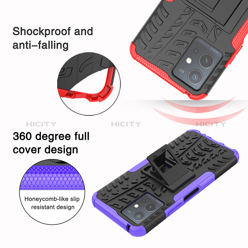 Funda Bumper Silicona y Plastico Mate Carcasa con Soporte JX1 para Vivo Y30 5G