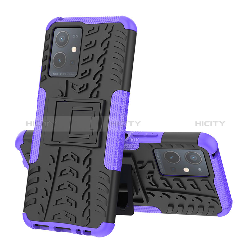 Funda Bumper Silicona y Plastico Mate Carcasa con Soporte JX1 para Vivo Y30 5G