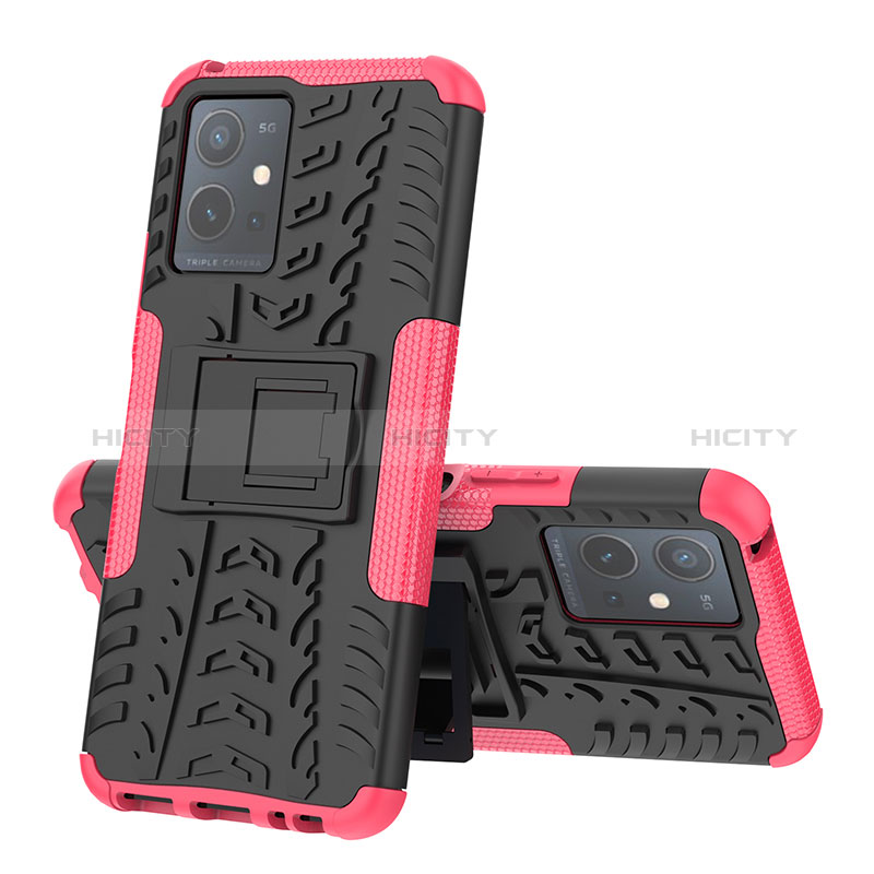 Funda Bumper Silicona y Plastico Mate Carcasa con Soporte JX1 para Vivo Y33e 5G