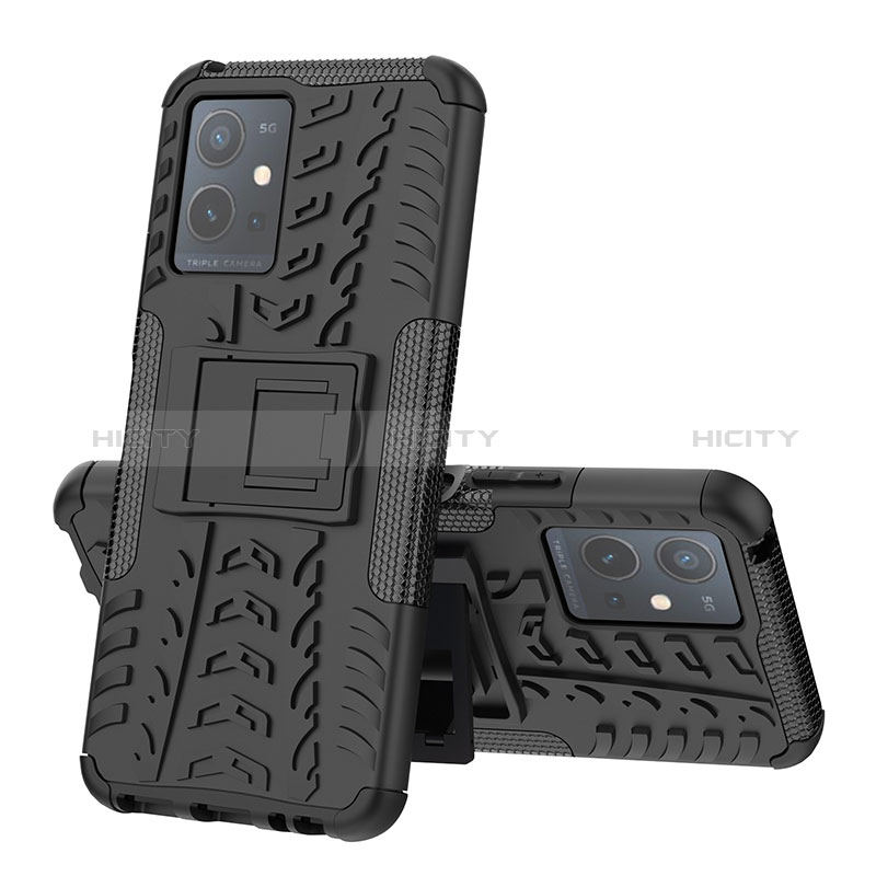 Funda Bumper Silicona y Plastico Mate Carcasa con Soporte JX1 para Vivo Y52t 5G