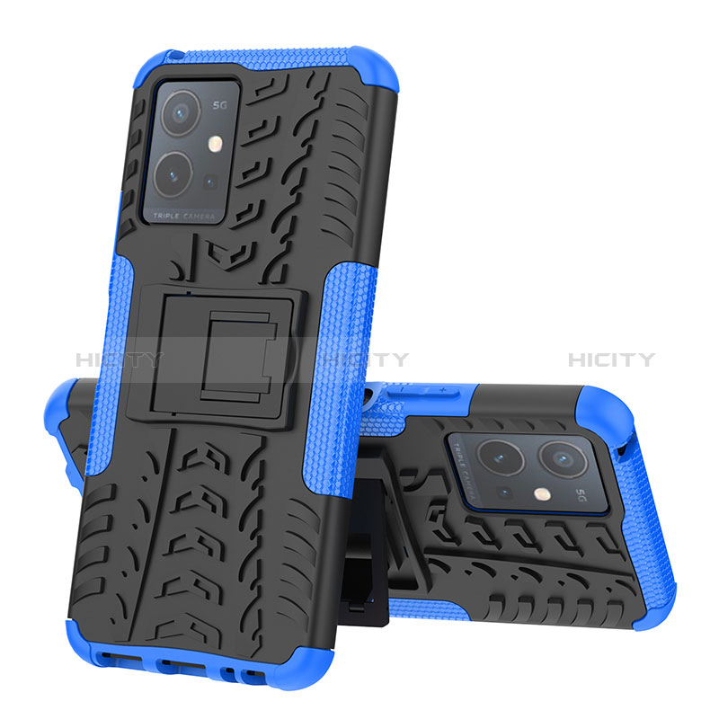 Funda Bumper Silicona y Plastico Mate Carcasa con Soporte JX1 para Vivo Y52t 5G