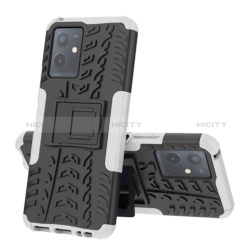 Funda Bumper Silicona y Plastico Mate Carcasa con Soporte JX1 para Vivo Y52t 5G