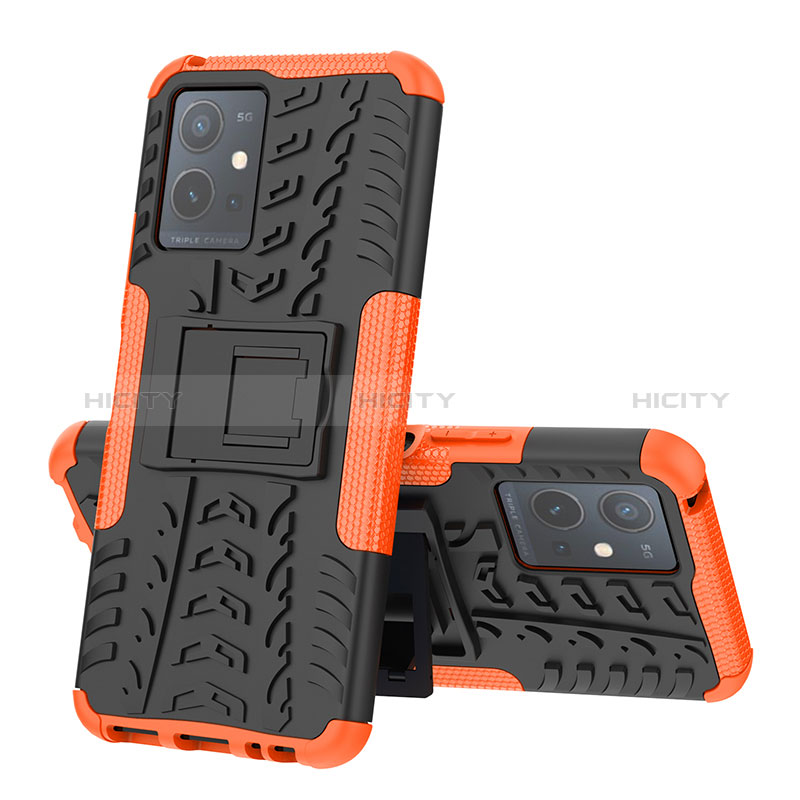 Funda Bumper Silicona y Plastico Mate Carcasa con Soporte JX1 para Vivo Y52t 5G