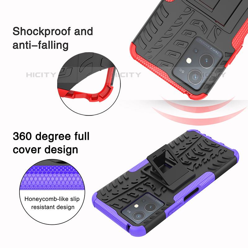 Funda Bumper Silicona y Plastico Mate Carcasa con Soporte JX1 para Vivo Y55 5G