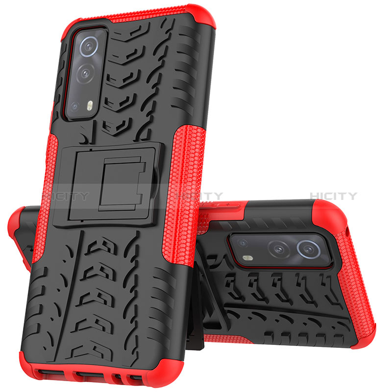 Funda Bumper Silicona y Plastico Mate Carcasa con Soporte JX1 para Vivo Y72 5G