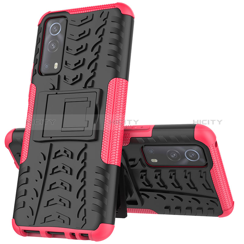 Funda Bumper Silicona y Plastico Mate Carcasa con Soporte JX1 para Vivo Y72 5G