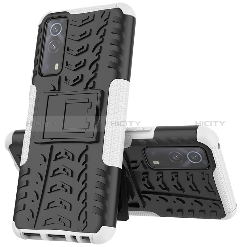 Funda Bumper Silicona y Plastico Mate Carcasa con Soporte JX1 para Vivo Y75s 5G