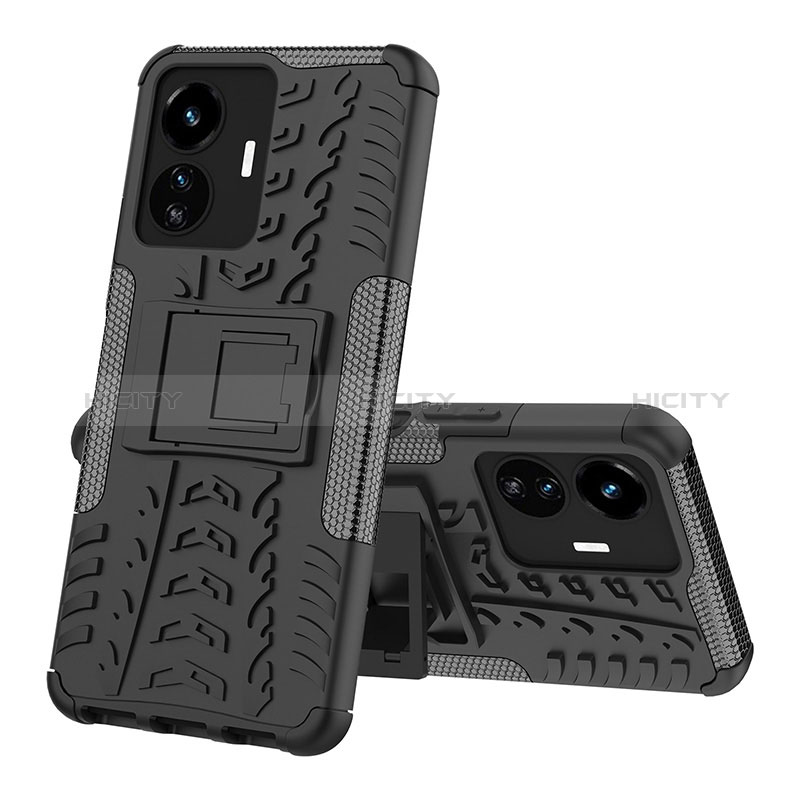 Funda Bumper Silicona y Plastico Mate Carcasa con Soporte JX1 para Vivo Y77 5G