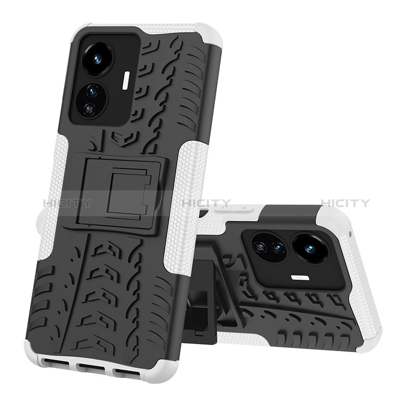 Funda Bumper Silicona y Plastico Mate Carcasa con Soporte JX1 para Vivo Y77e t1