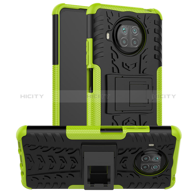 Funda Bumper Silicona y Plastico Mate Carcasa con Soporte JX1 para Xiaomi Mi 10i 5G Verde