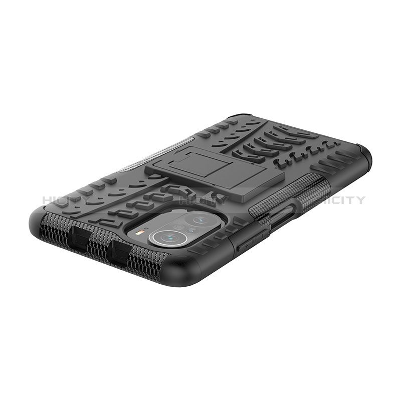 Funda Bumper Silicona y Plastico Mate Carcasa con Soporte JX1 para Xiaomi Mi 11i 5G