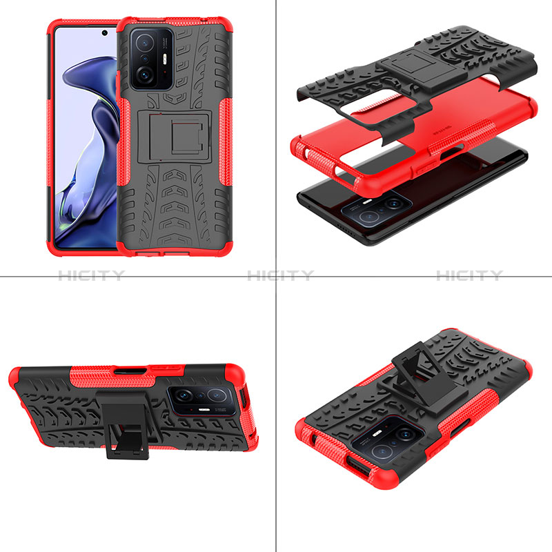 Funda Bumper Silicona y Plastico Mate Carcasa con Soporte JX1 para Xiaomi Mi 11T 5G