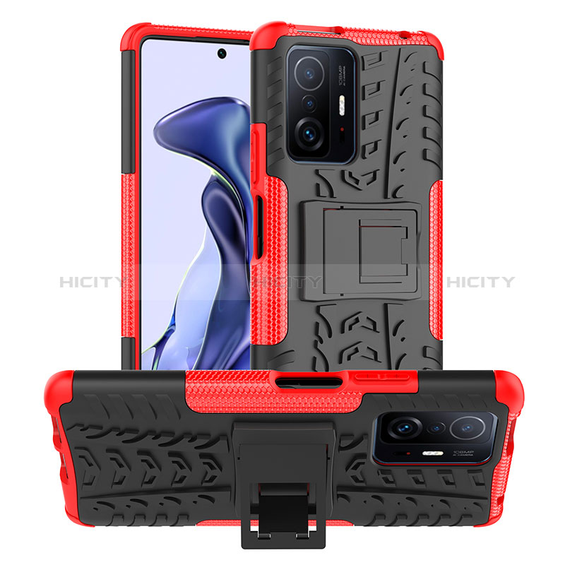 Funda Bumper Silicona y Plastico Mate Carcasa con Soporte JX1 para Xiaomi Mi 11T 5G