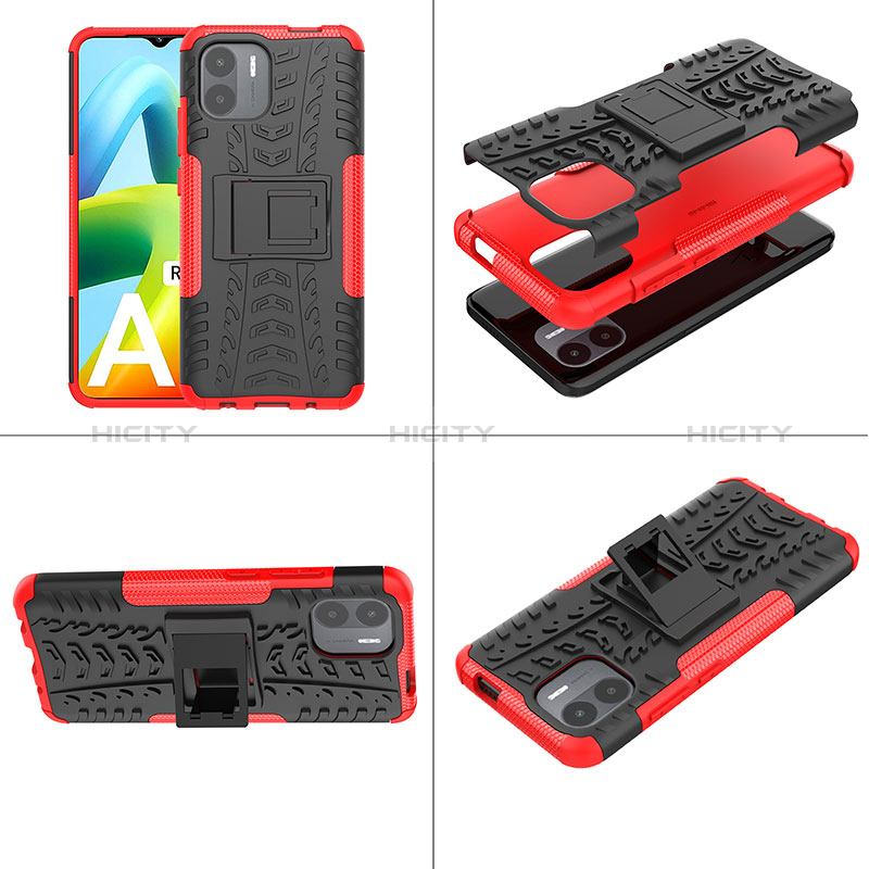 Funda Bumper Silicona y Plastico Mate Carcasa con Soporte JX1 para Xiaomi Poco C51