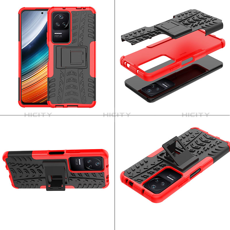 Funda Bumper Silicona y Plastico Mate Carcasa con Soporte JX1 para Xiaomi Poco F4 5G