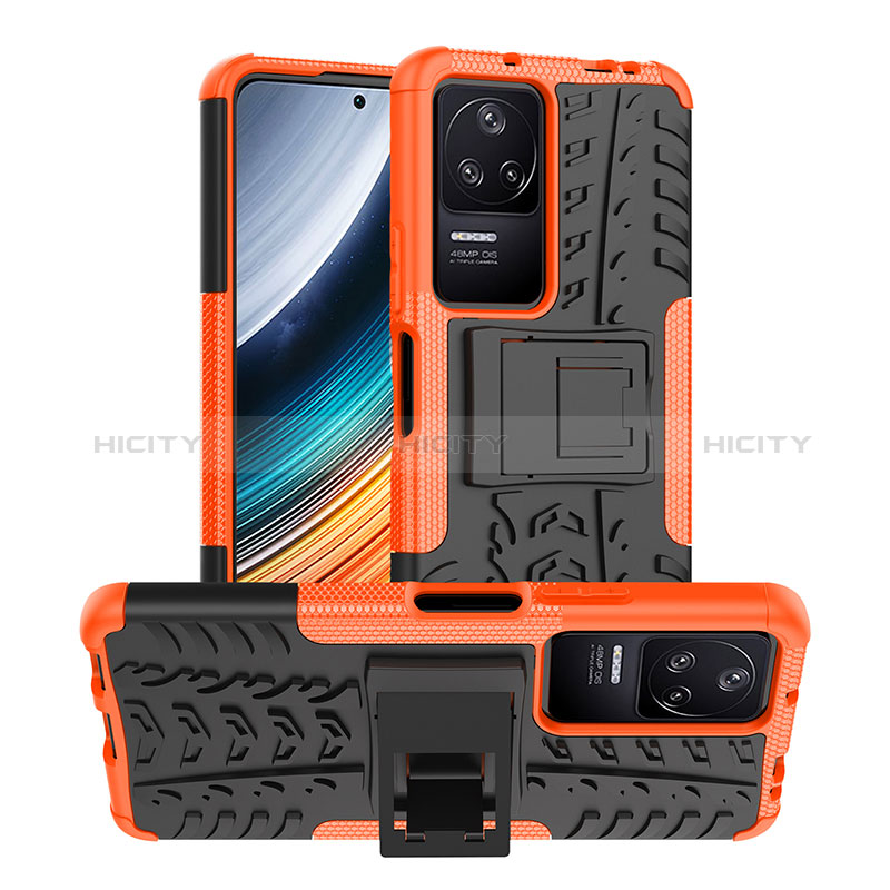 Funda Bumper Silicona y Plastico Mate Carcasa con Soporte JX1 para Xiaomi Poco F4 5G