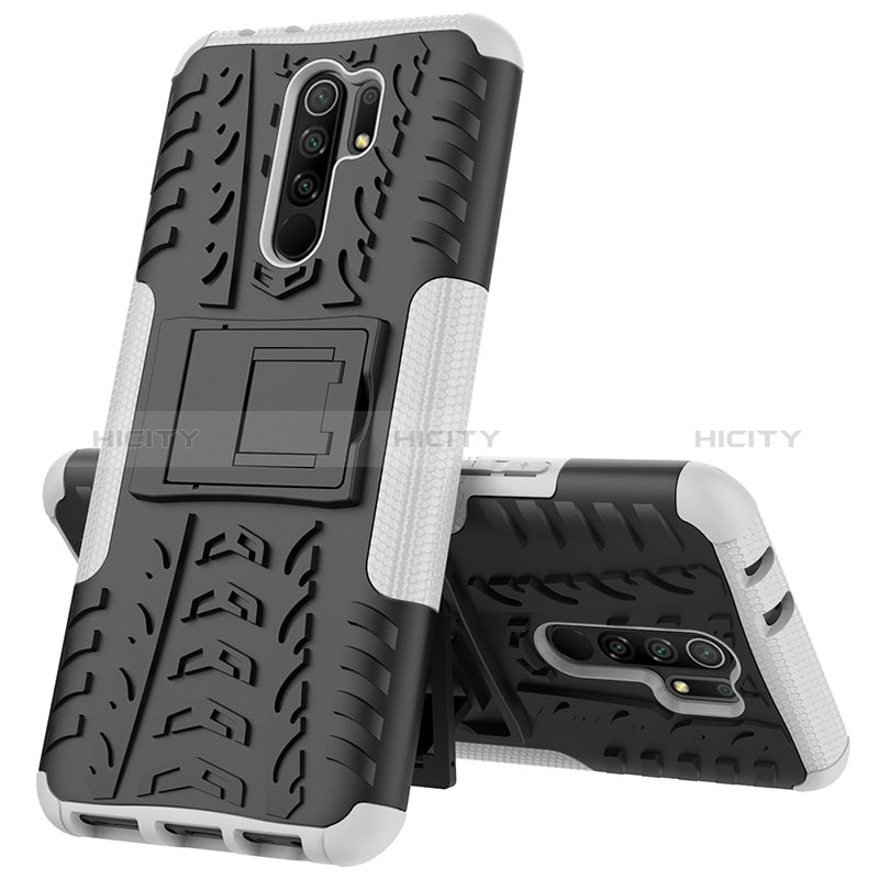 Funda Bumper Silicona y Plastico Mate Carcasa con Soporte JX1 para Xiaomi Poco M2