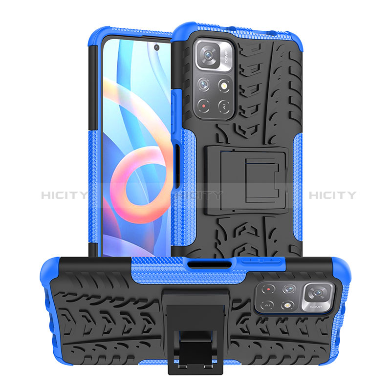 Funda Bumper Silicona y Plastico Mate Carcasa con Soporte JX1 para Xiaomi Poco M4 Pro 5G