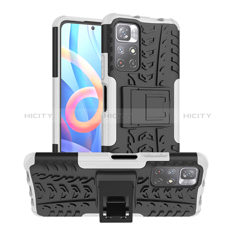 Funda Bumper Silicona y Plastico Mate Carcasa con Soporte JX1 para Xiaomi Poco M4 Pro 5G