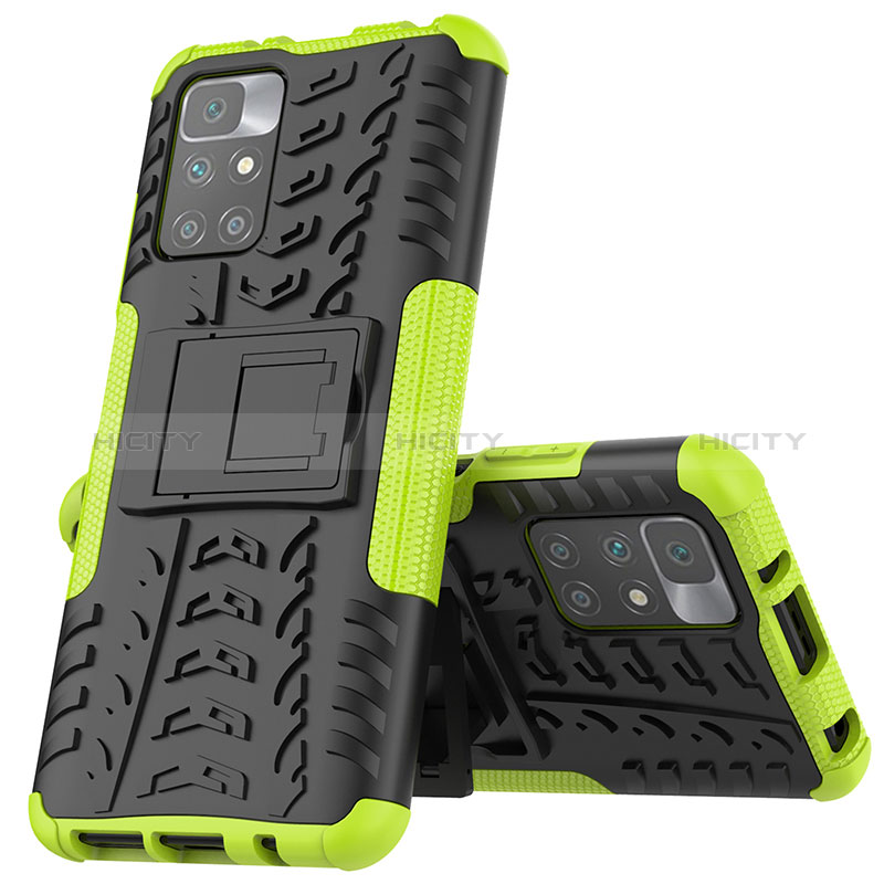 Funda Bumper Silicona y Plastico Mate Carcasa con Soporte JX1 para Xiaomi Redmi 10 4G