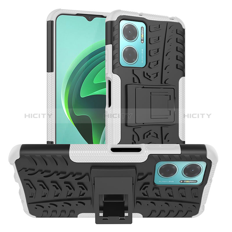 Funda Bumper Silicona y Plastico Mate Carcasa con Soporte JX1 para Xiaomi Redmi 10 5G