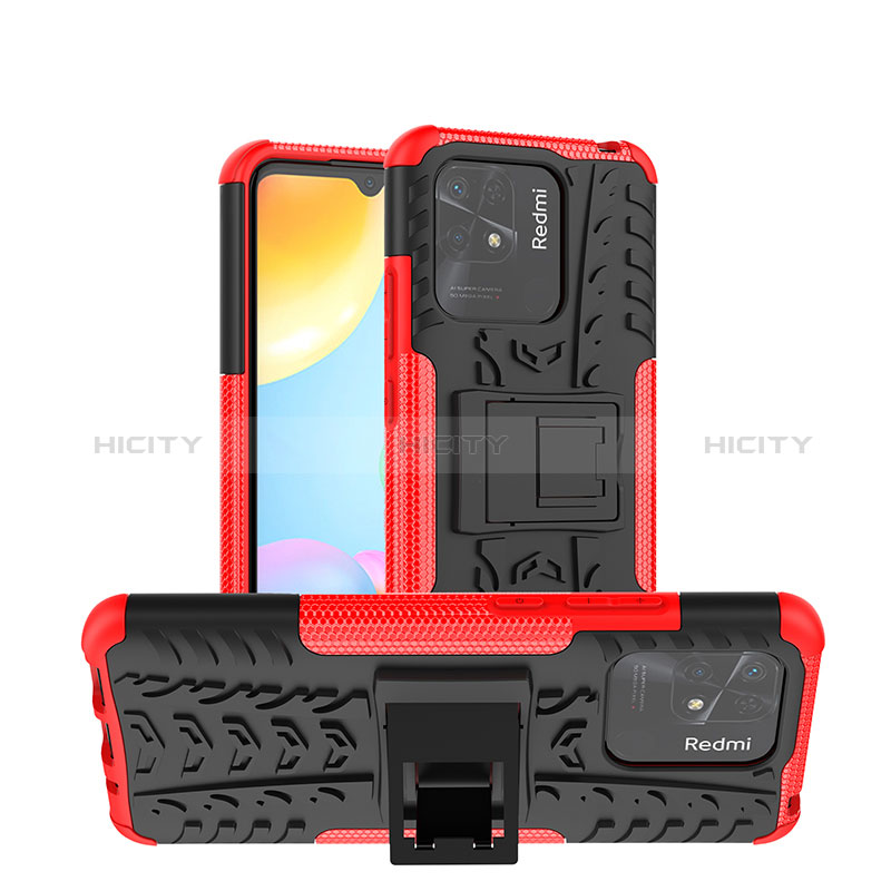 Funda Bumper Silicona y Plastico Mate Carcasa con Soporte JX1 para Xiaomi Redmi 10 India