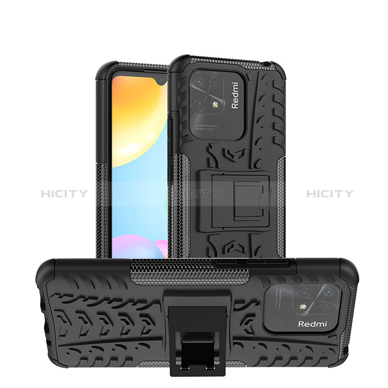 Funda Bumper Silicona y Plastico Mate Carcasa con Soporte JX1 para Xiaomi Redmi 10 India