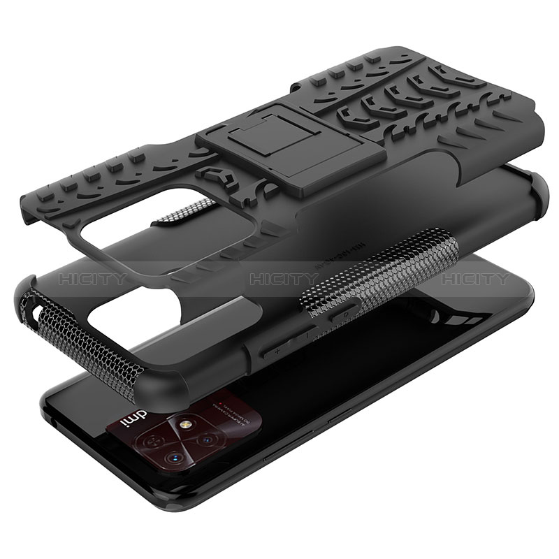 Funda Bumper Silicona y Plastico Mate Carcasa con Soporte JX1 para Xiaomi Redmi 10 Power