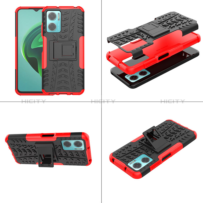 Funda Bumper Silicona y Plastico Mate Carcasa con Soporte JX1 para Xiaomi Redmi 10 Prime Plus 5G