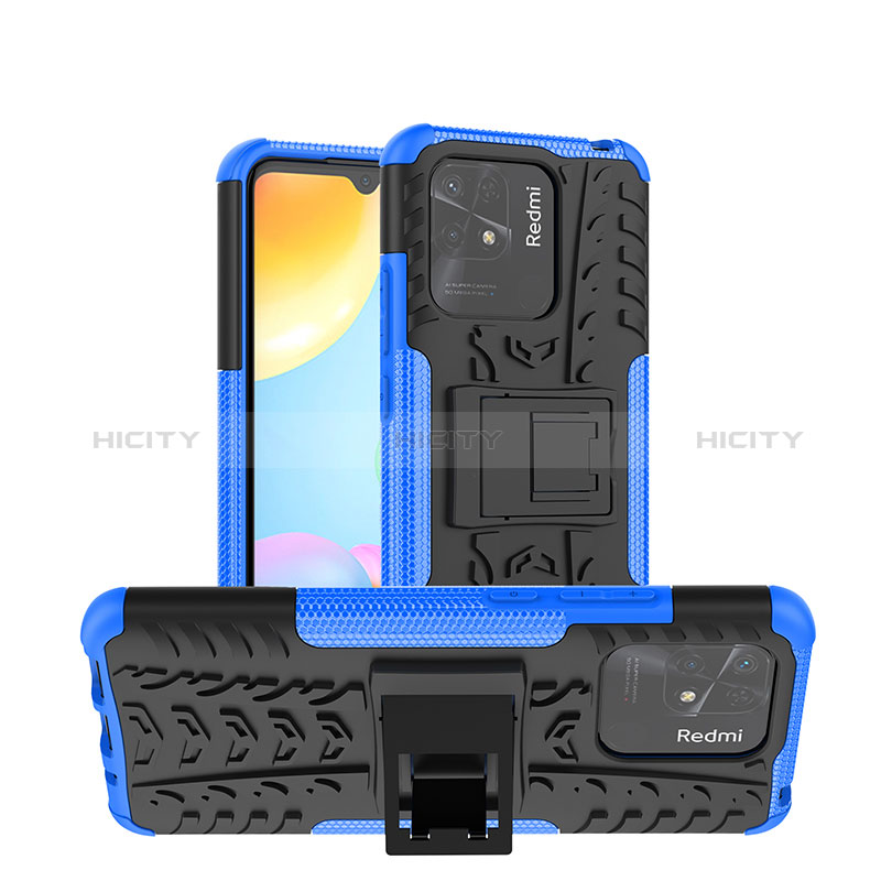 Funda Bumper Silicona y Plastico Mate Carcasa con Soporte JX1 para Xiaomi Redmi 10C 4G