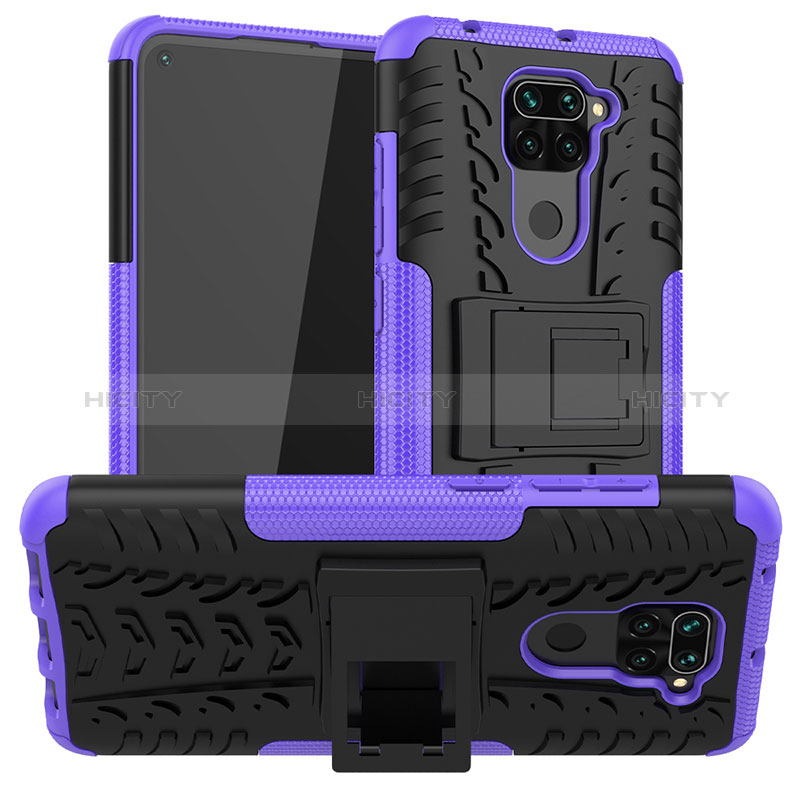 Funda Bumper Silicona y Plastico Mate Carcasa con Soporte JX1 para Xiaomi Redmi 10X 4G Morado