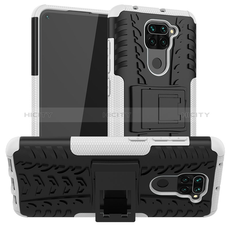 Funda Bumper Silicona y Plastico Mate Carcasa con Soporte JX1 para Xiaomi Redmi 10X 4G Plata