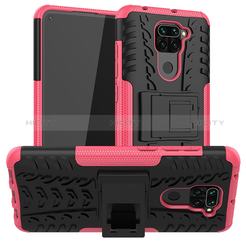 Funda Bumper Silicona y Plastico Mate Carcasa con Soporte JX1 para Xiaomi Redmi 10X 4G Rosa Roja